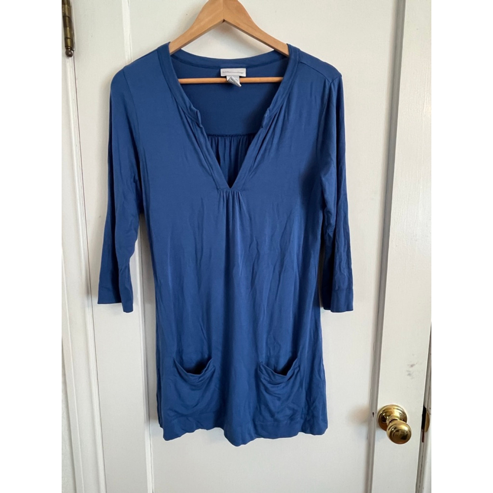 Soft Surroundings V Split Neck Tunic Top Womens Size Small Blue